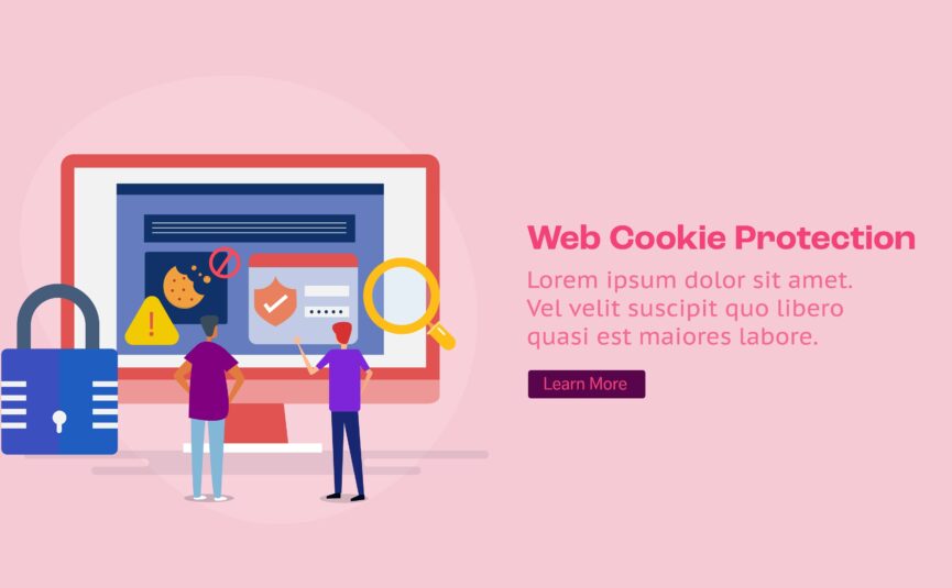 colourful illustration of cookie protection on the web