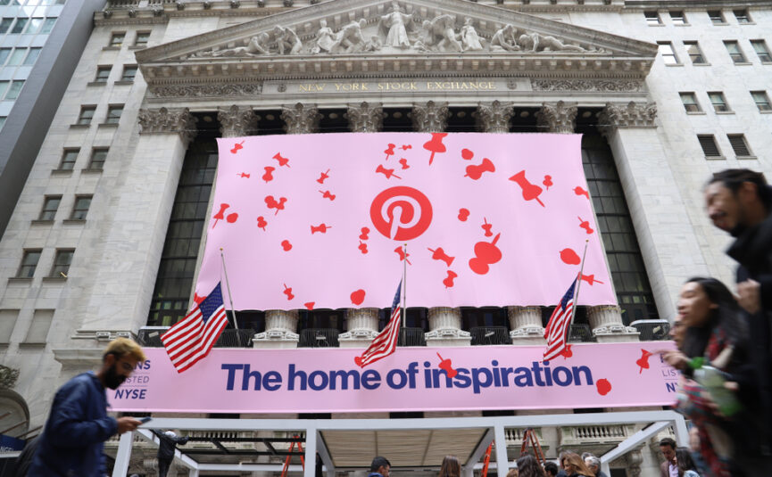 Pinterest logo at new york stock exchange
