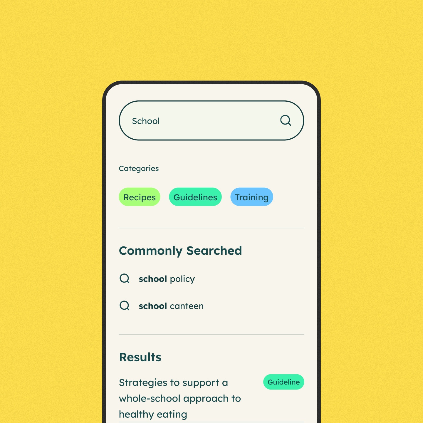 HEAS website search design mobile screen