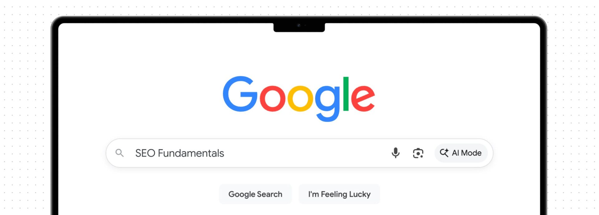 An image of "Search Fundamemtals" being typed into Google's search bar.