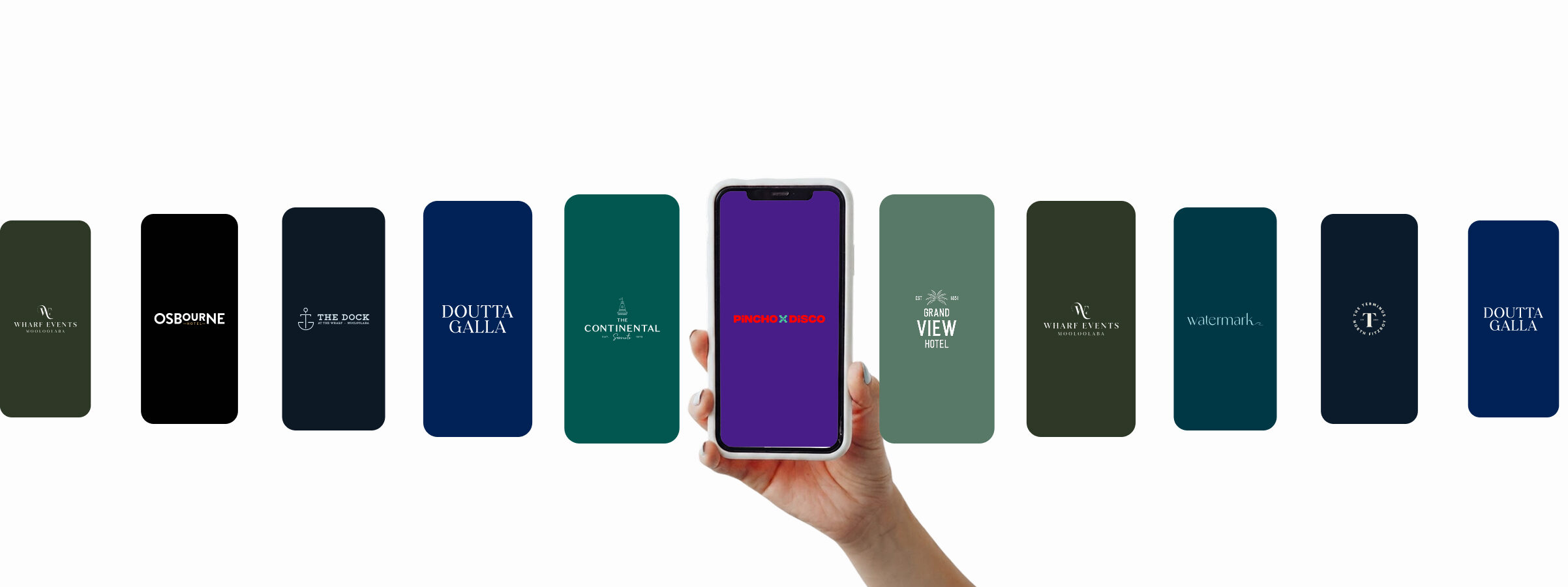 A collection of hospitality venue logos.