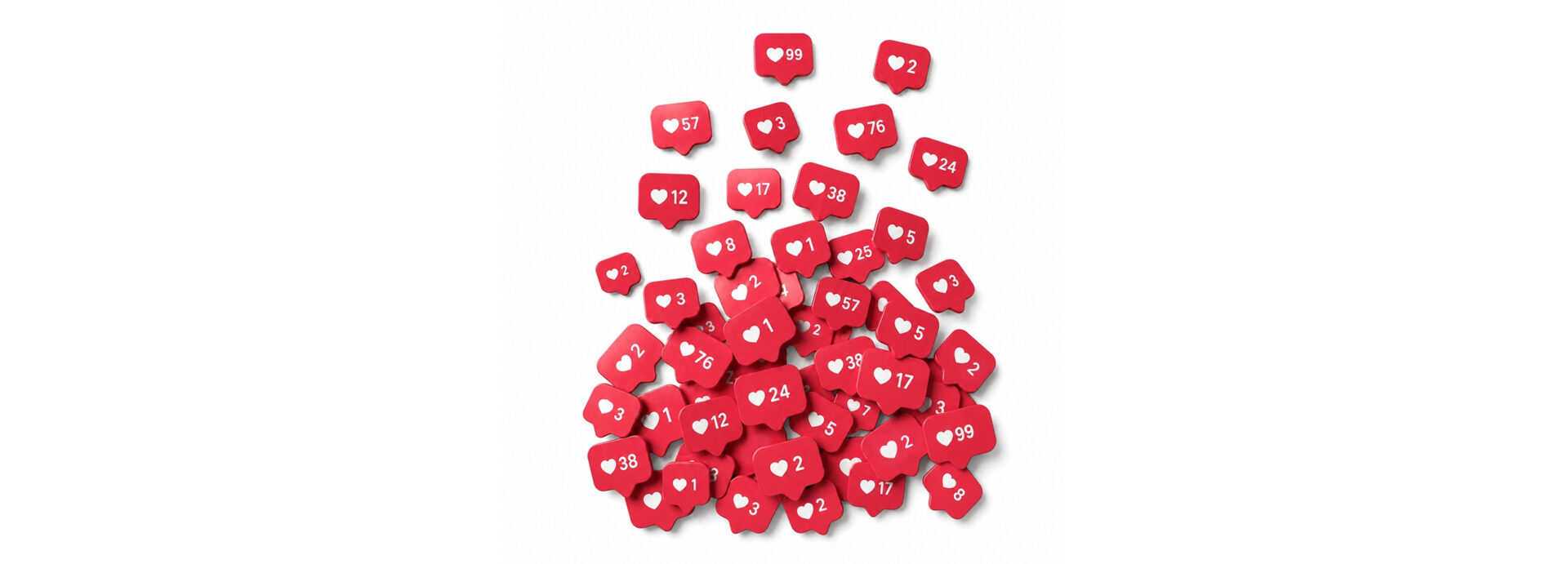 A pile of the instagram likes icon