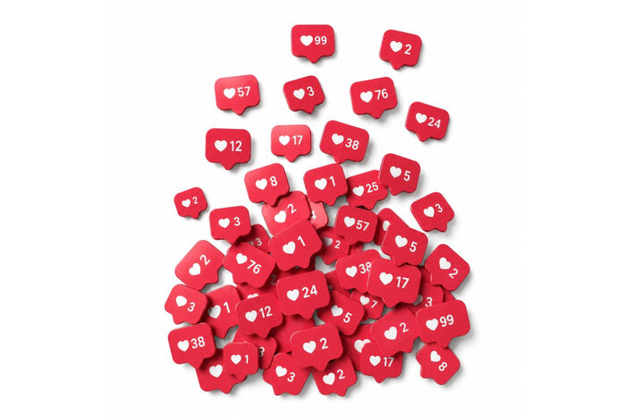A pile of the instagram likes icon