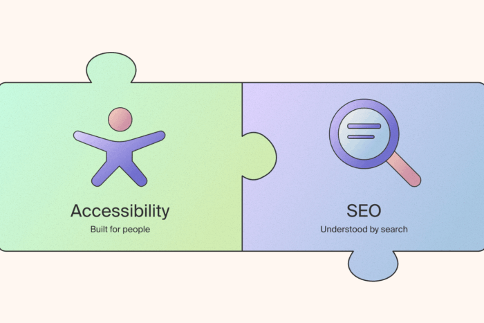 Jigsaw pieces connecting to highlight how SEO and web accessibility work together.